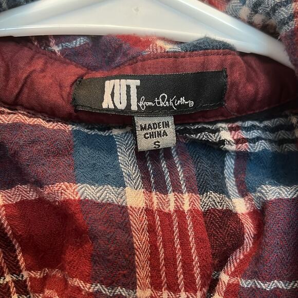 Kut from the Kloth “Boylen” plaid flannel women’s size S - Picture 2 of 5